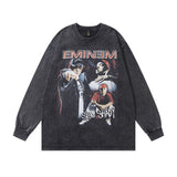 Men Long Sleeve Shirt Printed Distressed Long Sleeve T-shirt Men and Women Retro
