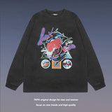 Men Long Sleeve Shirt Fashion Brand Heavy Washed Oversize Long Sleeve Bottoming T-shirt Men and Women Ins