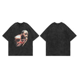 Men T Shirt Style Retro Washed and Worn Printed Loose Bottoming T-shirt Short Sleeve