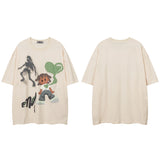 Men T Shirt Printed Short Sleeve T-shirt for Men and Women Hip Hop Couple