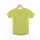 Women T-Shirt Summer Slim Fit Short Sleeve Knitted T-shirt