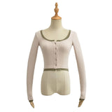 Women T-Shirt Bottoming Shirt Autumn and Winter Women's Short T-shirt Thread Top