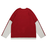 Men Hoodie Embroidered Crew Neck Sweater Loose Cotton Autumn Street Long-Sleeve Stickers Color Matching Top