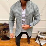 Men Sweater Spring Sweater Men's Cardigan Knitted Solid Color Casual Coat