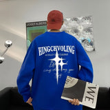 Men Hoodie Printed Sweater Men's Autumn Loose round Neck All-Matching Coat