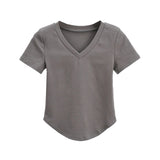 Women T-Shirt Summer V-neck Short Sleeve T-shirt