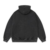 Men Hoodie English Letters Printed Hoodie Washed Old Men Loose Autumn Winter Coat