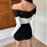 Women's Long Sleeve Shirt Women's Contrast Color Tight Short Bottoming Shirt