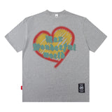 Men T Shirt T Fashion Brand Heart Printing T-shirt Men and Women Couple Loose