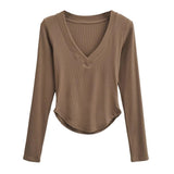 Women T-Shirt Spring and Autumn Curved Long-Sleeved T-shirt