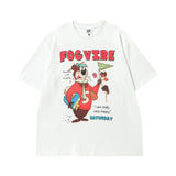 Men's T Shirt Cartoon Printed Short-Sleeved T-shirt Men's and Women's Retro Loose Couple