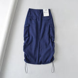 Women Skirt Retro Workwear Denim Long Skirts Female Spring and Autumn Skirt