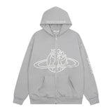 Men Hoodie Autumn Loose Sports Long Sleeve Zipper Jacket