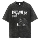 Hip Hop Streetwear Japanese Anime Graphic T Shirt Washed