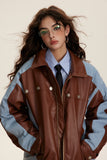 Unisex Jacket Winter Pu Stitching Cotton Jacket