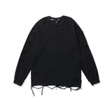 Men Hoodie Vibe Style Solid Color Simple Ripped Sweater Long Sleeve Loose round Neck Pullover Bottoming Shirt