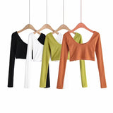 Women T-Shirt Knitwear All-Matching Sexy Short-Sleeved T-shirt Bottoming Shirt
