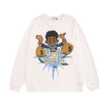 Men Long Sleeve Shirt Letter Graffiti Long Sleeve Bottoming T-shirt Men and Women Hip Hop