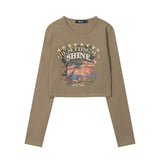 Women Long Sleeve T-Shirt Printed Short-Sleeved T-shirt Women's Slim Autumn