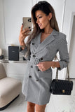 Plaid Trench Coat Fashion Print Plaid Blazer Dress Women
