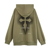Men Hoodie Dark Style Cross Printed Hoodie