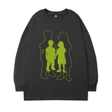 Men Long Sleeve Shirt Printed Long Sleeve T-shirt Men's and Women's Casual Smiley round Neck Top