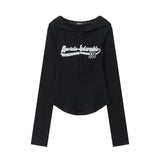 Women Long Sleeve T-shirt Hooded Cardigan T-shirt Girls' Autumn Long Sleeve Coat