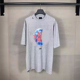 Men T-shirts summer pattern print washed old short-sleeved T-shirts loose