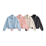 Unisex Jacket Autumn Loose Retro Pu Coat