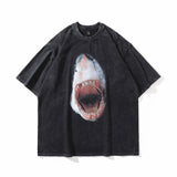 Men T Shirt Washed Distressed Printed Short-Sleeved T-shirt Men and Women Loose