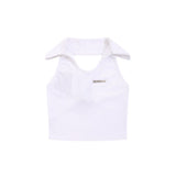 Women Vest Lapel Sleeveless Vest Short Girls' Summer Top