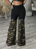Women Co-Ord Set Camouflage Long-Sleeve Suit Denim Belt Trousers Suit
