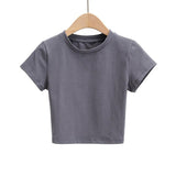 Women T-shirt Summer round Neck Short Sleeves Fitted Short T-shirt