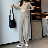 Palazzo Pants Suit Pants for Women Spring-Autumn Wide-Leg Pants Loose Slimming