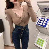 Women's Long Sleeve Shirt Spring Long Sleeve Half-Open Collar Bottoming Shirt