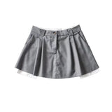 Women Skirt Patchwork Pleated Skirt Women's Summer Mini Skirt