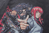 Men Long Sleeve Shirt Japanese Cartoon Anime Print Vintage Long Sleeve T-shirt Men and Women Washed Distressed