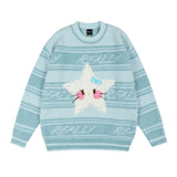 Women Sweater round Neck Sweater Loose Girls Autumn Stripes