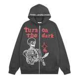 Men Hoodie Print Hooded Cardigan Sweater Boys Autumn Loose Long Sleeve Jacket