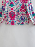 Women T-Shirt Women's Printed Single-Breasted Loose Long Sleeve Shirt Top