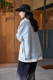 Unisex Jacket Autumn Washed Jacquard Denim Coat Women's Clothing