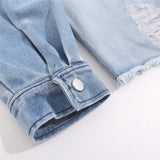 Men Denim Jacket Wash Gradient Hooded Denim Hoodie Men's Denim Jacket Coat