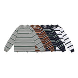 Unisex Hoodie Vintage University Style Striped round Neck Sweater for Men and Women