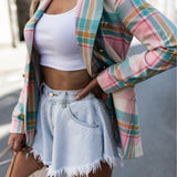 Plaid Trench Coat Plaid Suit Coat Women's Clothing