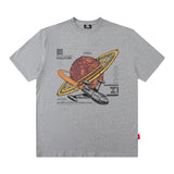 Men T Shirt Vintage Space Print Short Sleeve T-shirt for Men and Women Hip Hop Loose