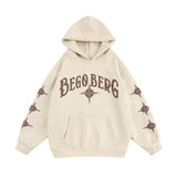 Men Hoodie Puff Print Cross Letter Hooded Sweater