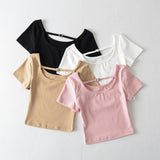 Women T-Shirt Short-Sleeved T-shirt Women's Summer Slim-Fit Crop-Top