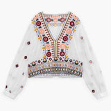 Women Skirt Summer Women's Contrast Color Embroidery Top and Skirt