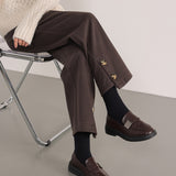 Palazzo Pants Autumn and Winter Brown Woolen Casual Wide-Leg Pants for Women