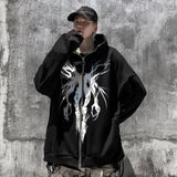 Men Hoodie Hooded Cardigan Sweater Men's Loose Long Sleeve Zipper Jacket